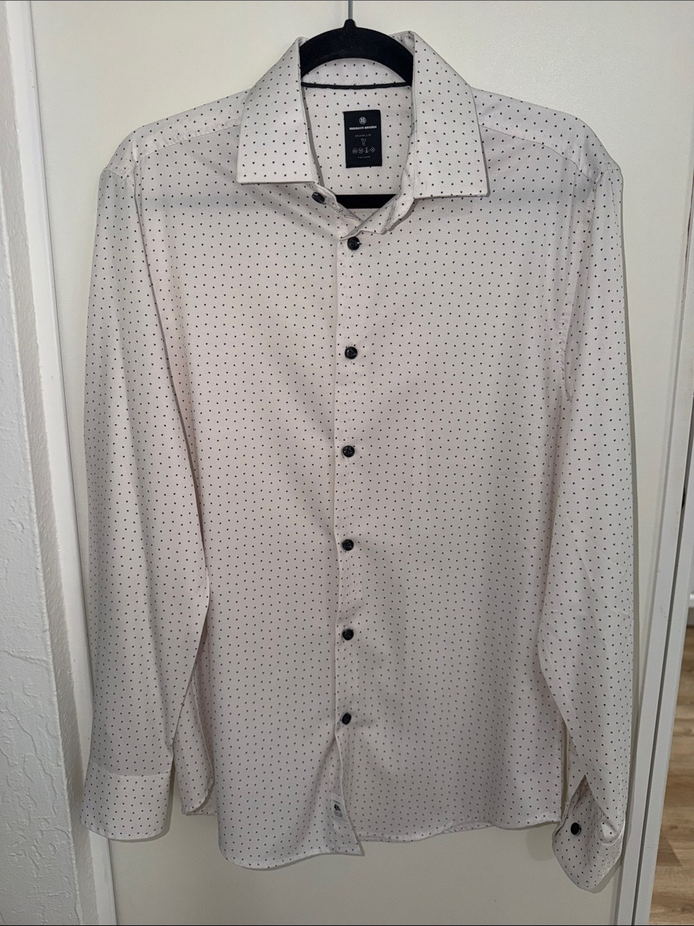Brooklyn Brigade Men's Slim Fit White Dot Print Dress Shirt | M